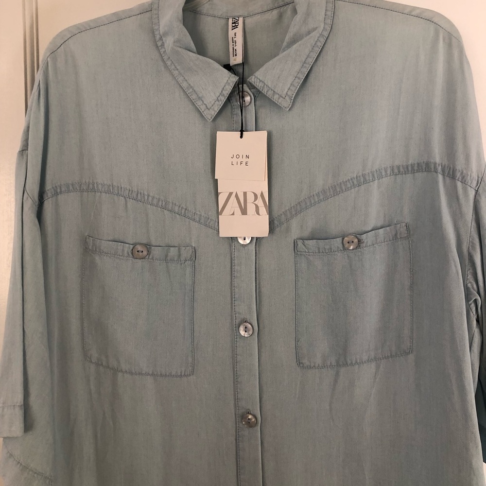 NWT Zara Chambray Shift Dress - with pockets!!